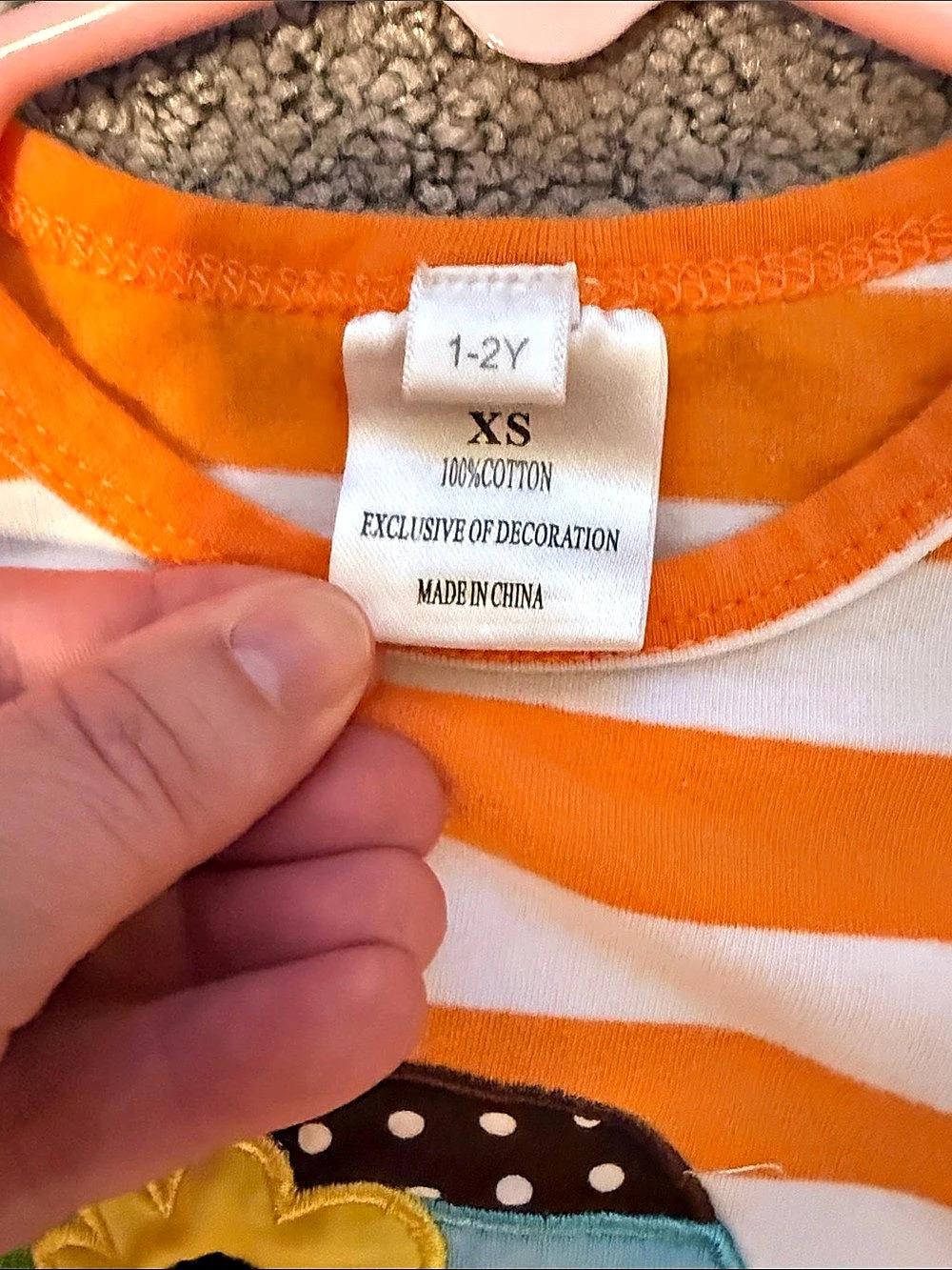 Striped Appliqué Dress Orange & White Size 1-2Y - Picture 4 of 4